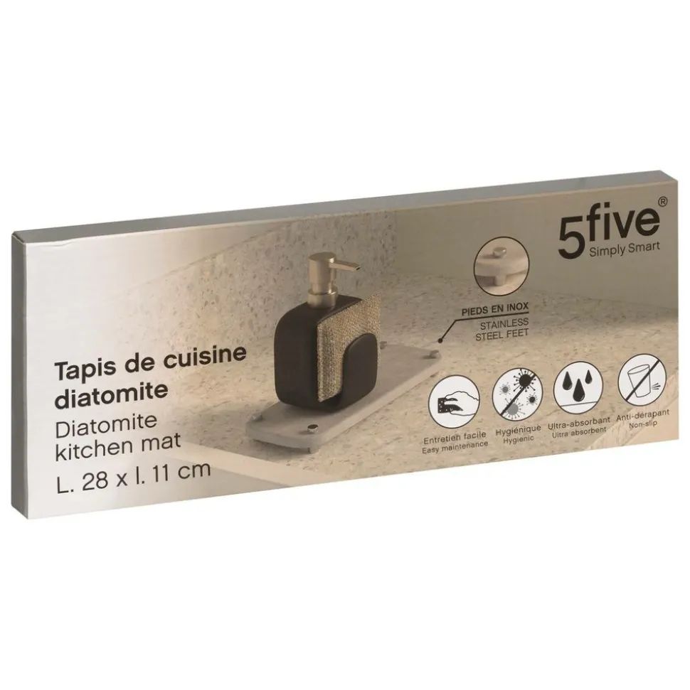 5 FIVE SIMPLY SMART - 5five - tapis en diatomite gris 28x11cm