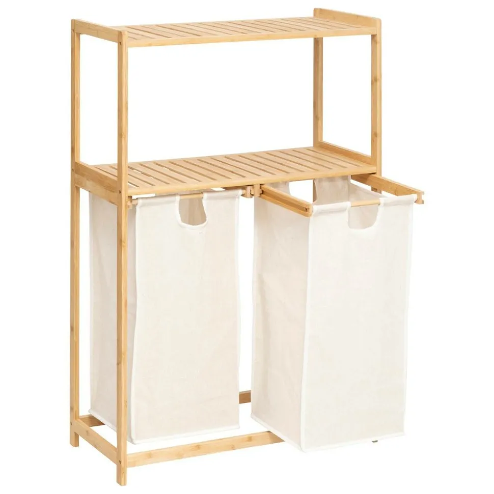 5 FIVE SIMPLY SMART - 5five - étagère "tidy box" avec 2 sacs à linge en bambou marron 72x33cm