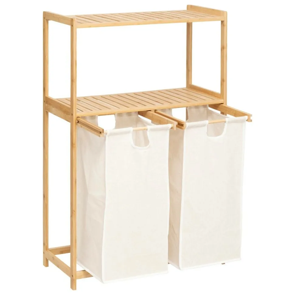 5 FIVE SIMPLY SMART - 5five - étagère "tidy box" avec 2 sacs à linge en bambou marron 72x33cm