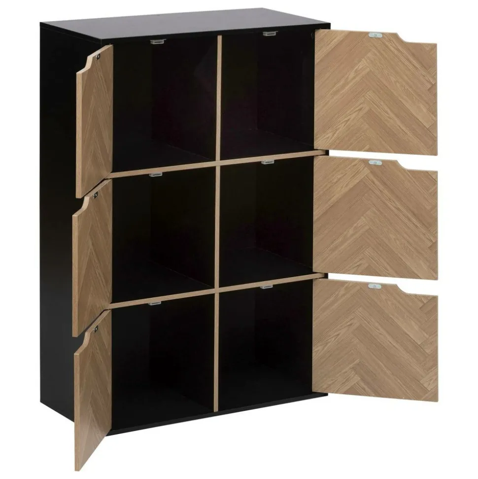 5 FIVE SIMPLY SMART - 5five - étagère "mix n door" 6 cases effet bois et noir 67,5x32cm