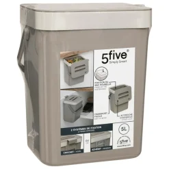 5 FIVE SIMPLY SMART - 5five - poubelle de compost 5l en plastique taupe