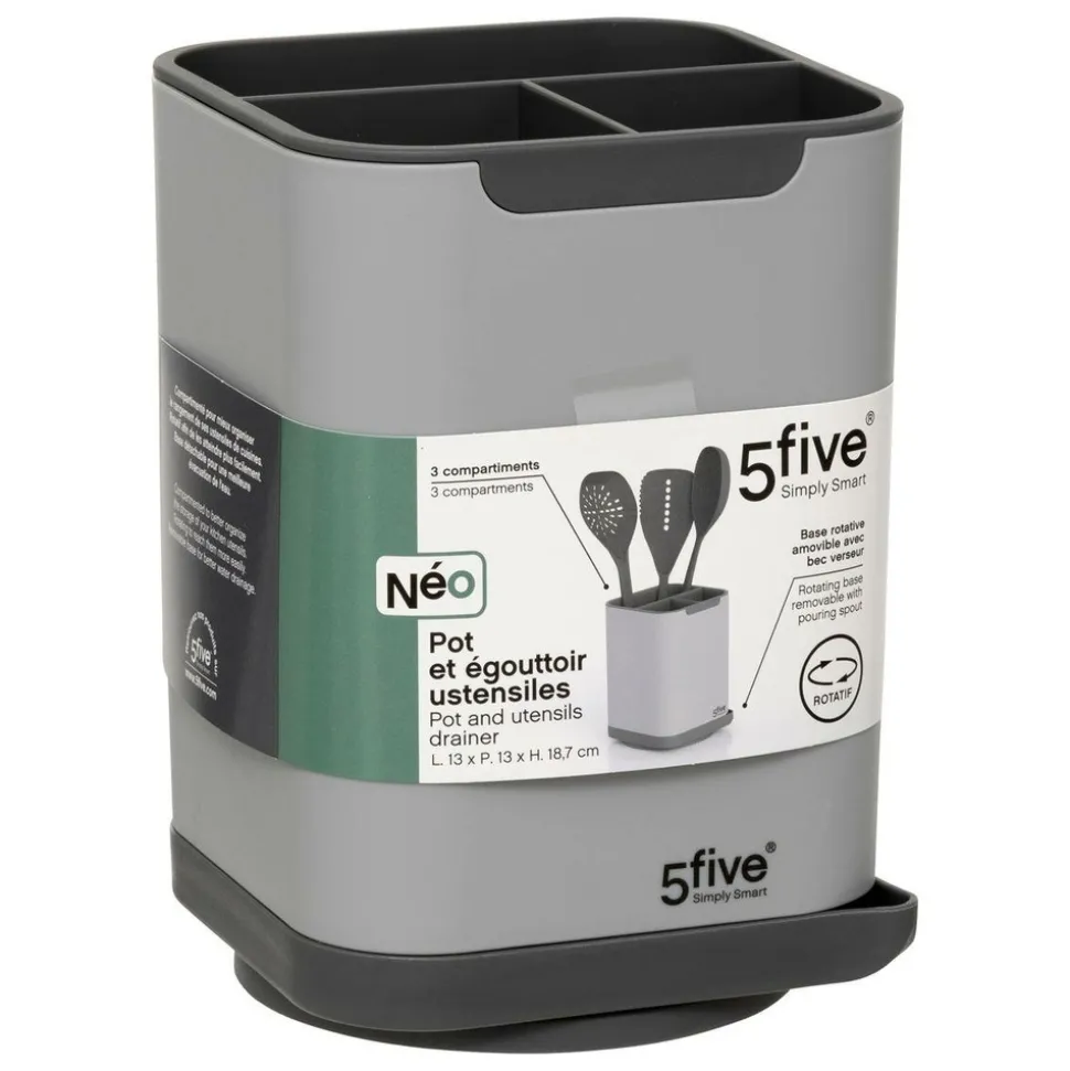 5 FIVE SIMPLY SMART - 5five - égouttoir à couverts ustensiles "néo" gris