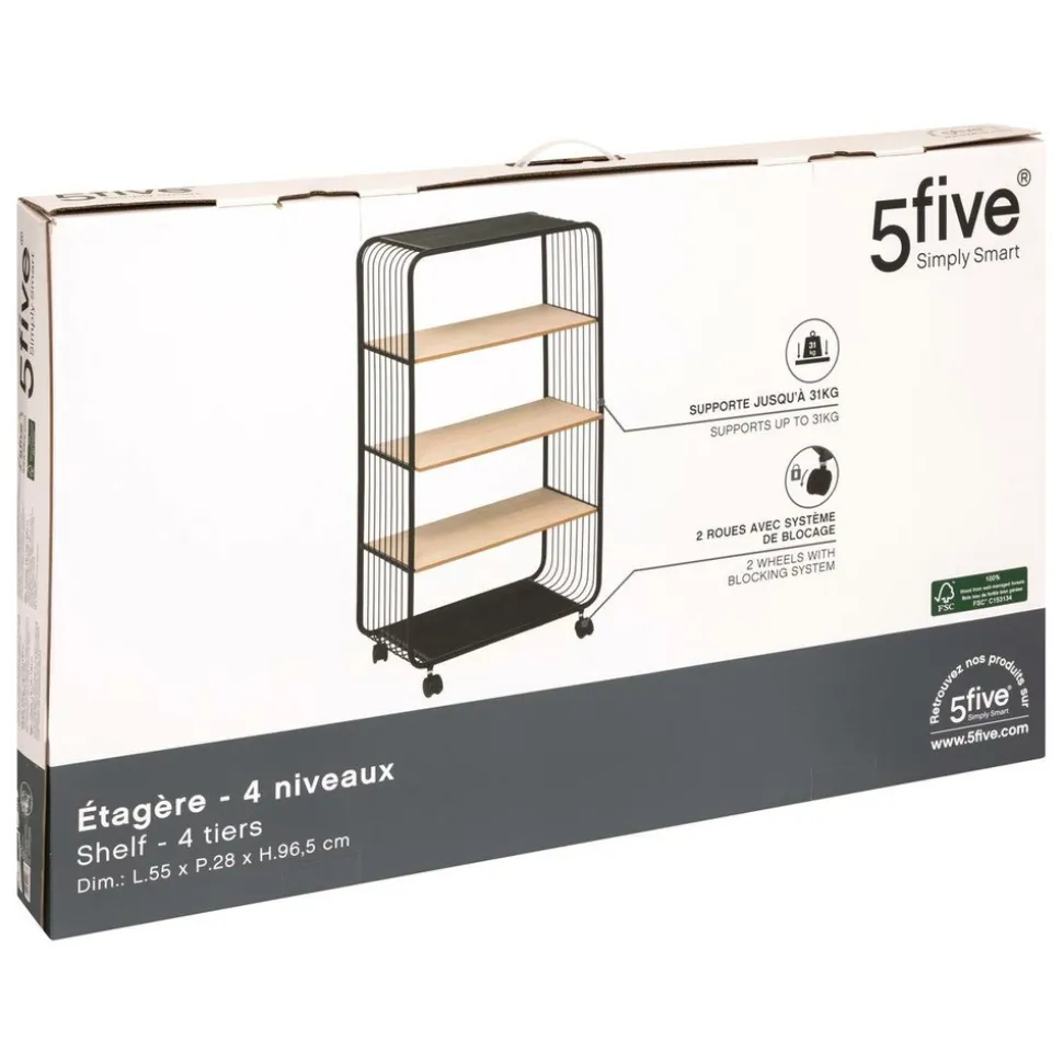 5 FIVE SIMPLY SMART - 5five - étagère 4 niveaux en métal et bois noir