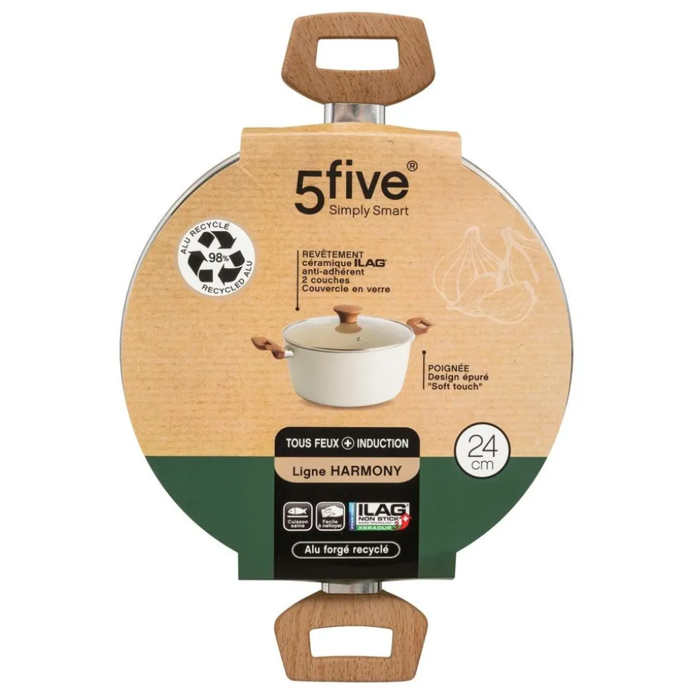 5 FIVE SIMPLY SMART - 5five - faitout "harmony" d24cm en aluminium forgé beige