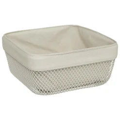 5 FIVE SIMPLY SMART - 5five - corbeille à pain "mayaj" en métal et coton beige 25,5x25,5cm