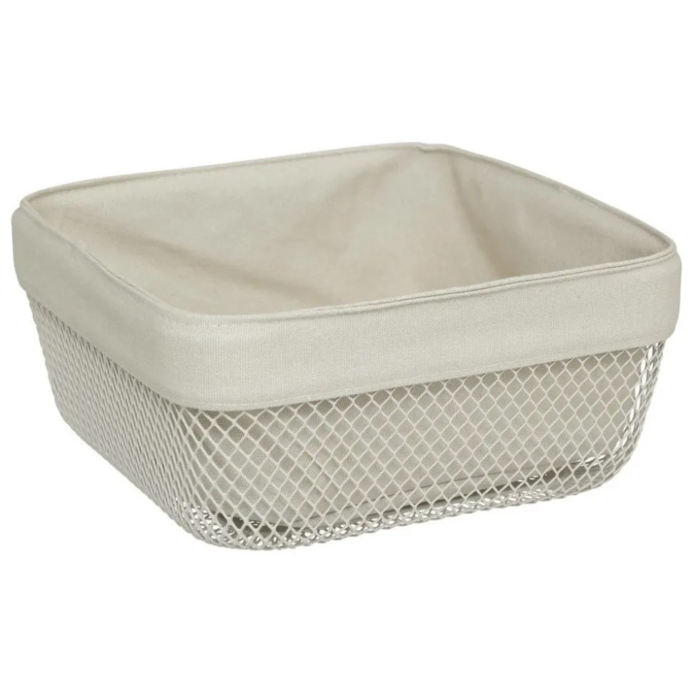 5 FIVE SIMPLY SMART - 5five - corbeille à pain "mayaj" en métal et coton beige 25,5x25,5cm