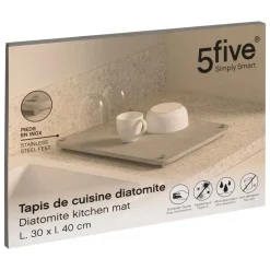 5 FIVE SIMPLY SMART - 5five - tapis en diatomite gris 40x30cm