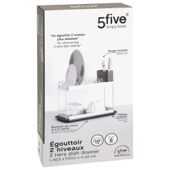 5 FIVE SIMPLY SMART - 5five - égouttoir 2 niveaux gris 42,5x23,5cm