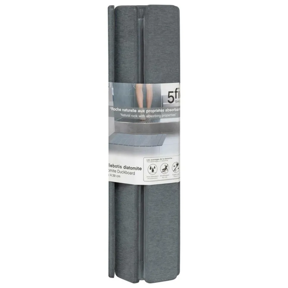 5 FIVE SIMPLY SMART - 5five - tapis de bain caillebotis en diatomite gris 59x39cm