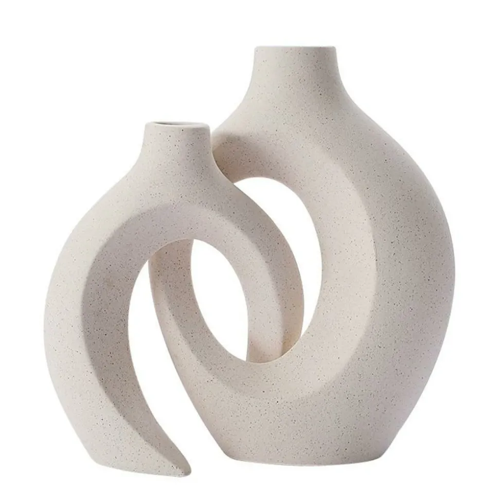 2 vases en céramique crème boho