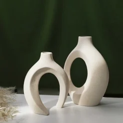 2 vases en céramique crème boho
