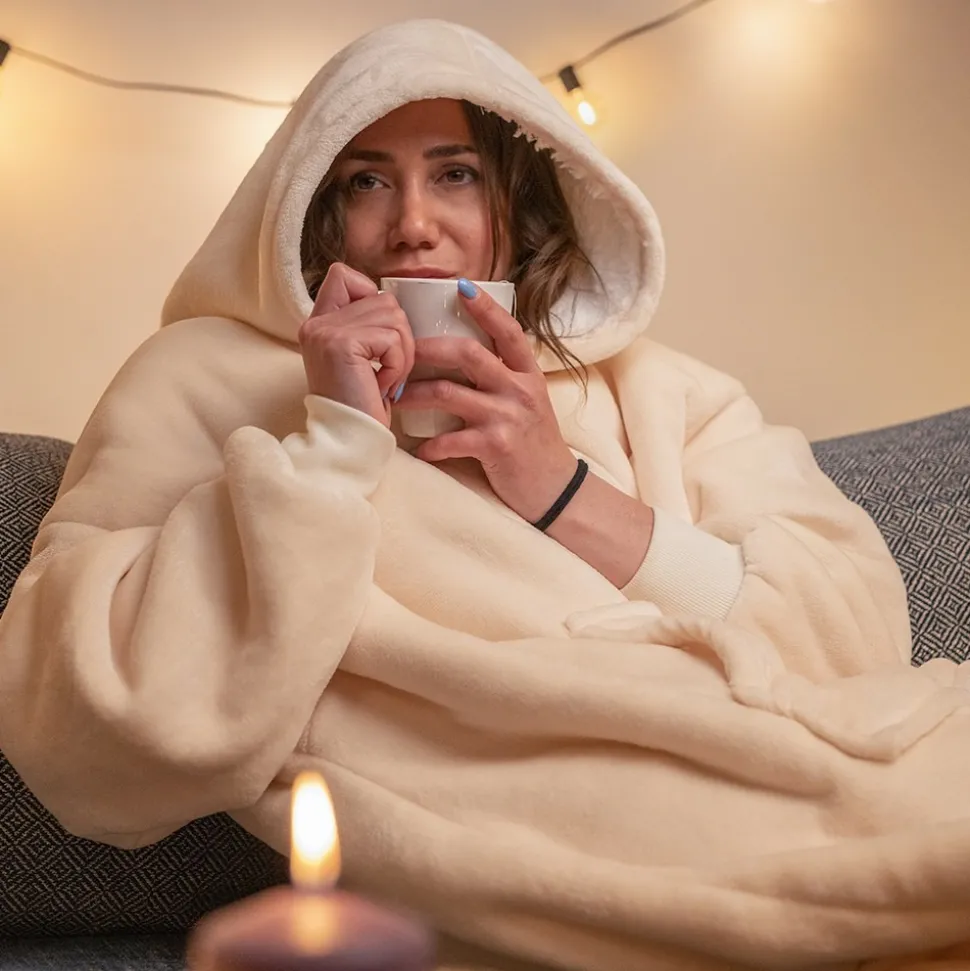 ACTIFORME - Sweat en plaid chaud et doux - vêtement confortable d'intérieur toodhoodie - | beige |