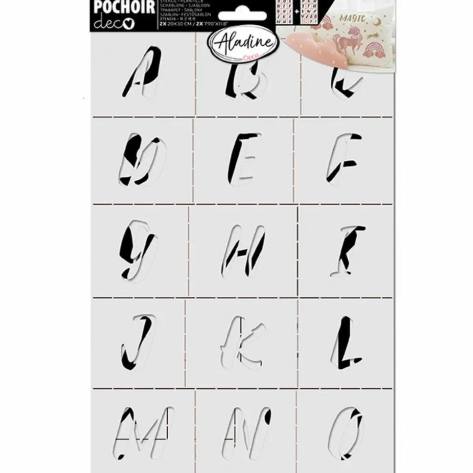 ALADINE - 2 pochoirs de décoration - alphabet