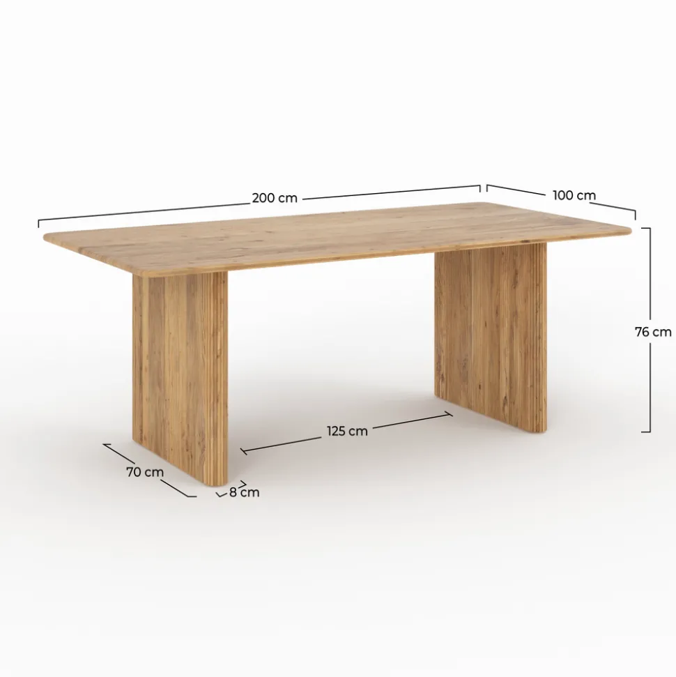 Andrea - table rectangulaire en bois d'acacia 8 personnes