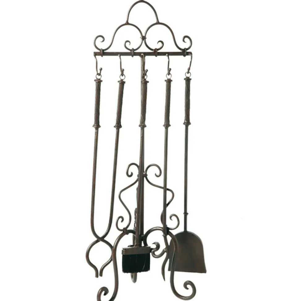 ANTIC LINE - Serviteur cheminée fer noir antique 75cm