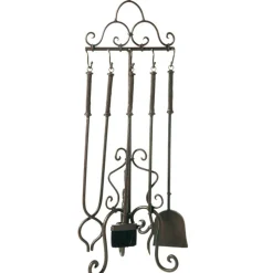 ANTIC LINE - Serviteur cheminée fer noir antique 75cm