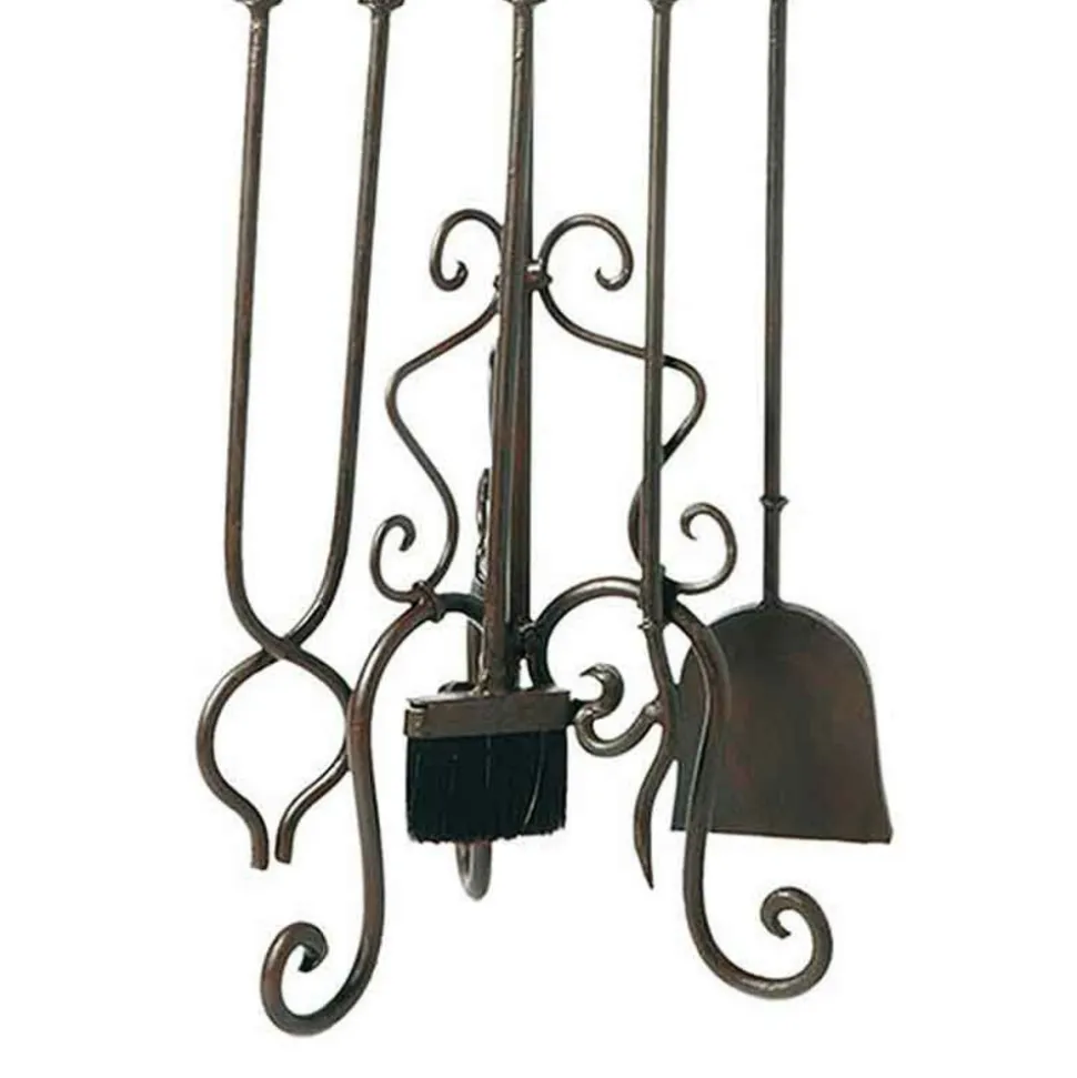 ANTIC LINE - Serviteur cheminée fer noir antique 75cm