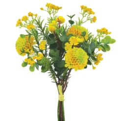 ARCHE DIFFUSION - Bouquet artificiel jaune dahlias, graminées, fleurs H32cm