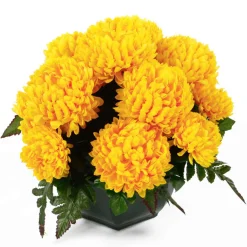 ARCHE DIFFUSION - Coupe de chrysanthèmes artificiels, 14 têtes - Jaune