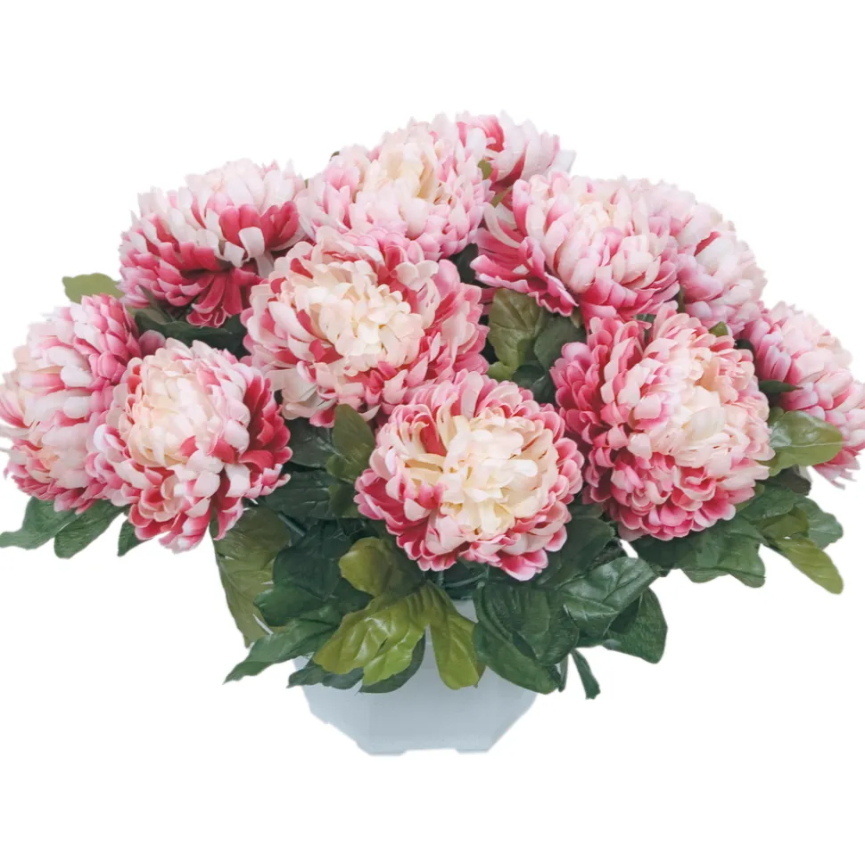 ARCHE DIFFUSION - Coupe de chrysanthèmes artificiels, 14 têtes - Rose
