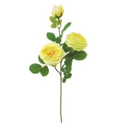 ARCHE DIFFUSION - Fleur artificielle tige de rose coloris jaune pâle H.74cm