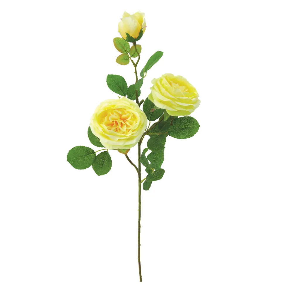 ARCHE DIFFUSION - Fleur artificielle tige de rose coloris jaune pâle H.74cm