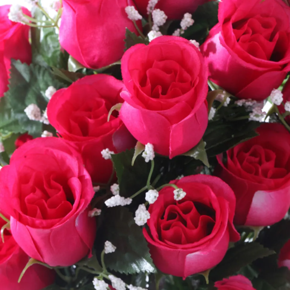 ARCHE DIFFUSION - Fleurs artificielles - bouquet funéraire fuchsia D.28 H.46cm