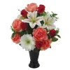 ARCHE DIFFUSION - Fleurs artificielles - bouquet funéraire rouge H.55 D.45cm