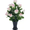 ARCHE DIFFUSION - Fleurs artificielles - bouquet funéraire rose avec vase D.28 H.46cm