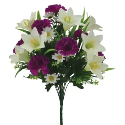 ARCHE DIFFUSION - Fleurs artificielles - bouquet lavande œillets, lys, fleurs H.50cm