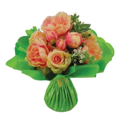 ARCHE DIFFUSION - Fleurs artificielles - bouquet saumon bulle H.35 D.35cm