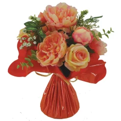 ARCHE DIFFUSION - Fleurs artificielles - bouquet saumon bulle H.35 D.35cm