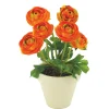 ARCHE DIFFUSION - Fleurs artificielles - renoncules oranges en pot terre cuite H29 D17cm