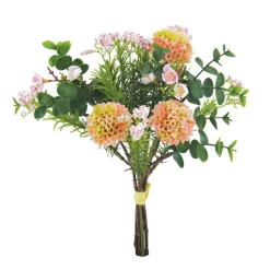 ARCHE DIFFUSION - Fleurs artificielles - bouquet rose dahlias, graminées, fleurs H.32cm