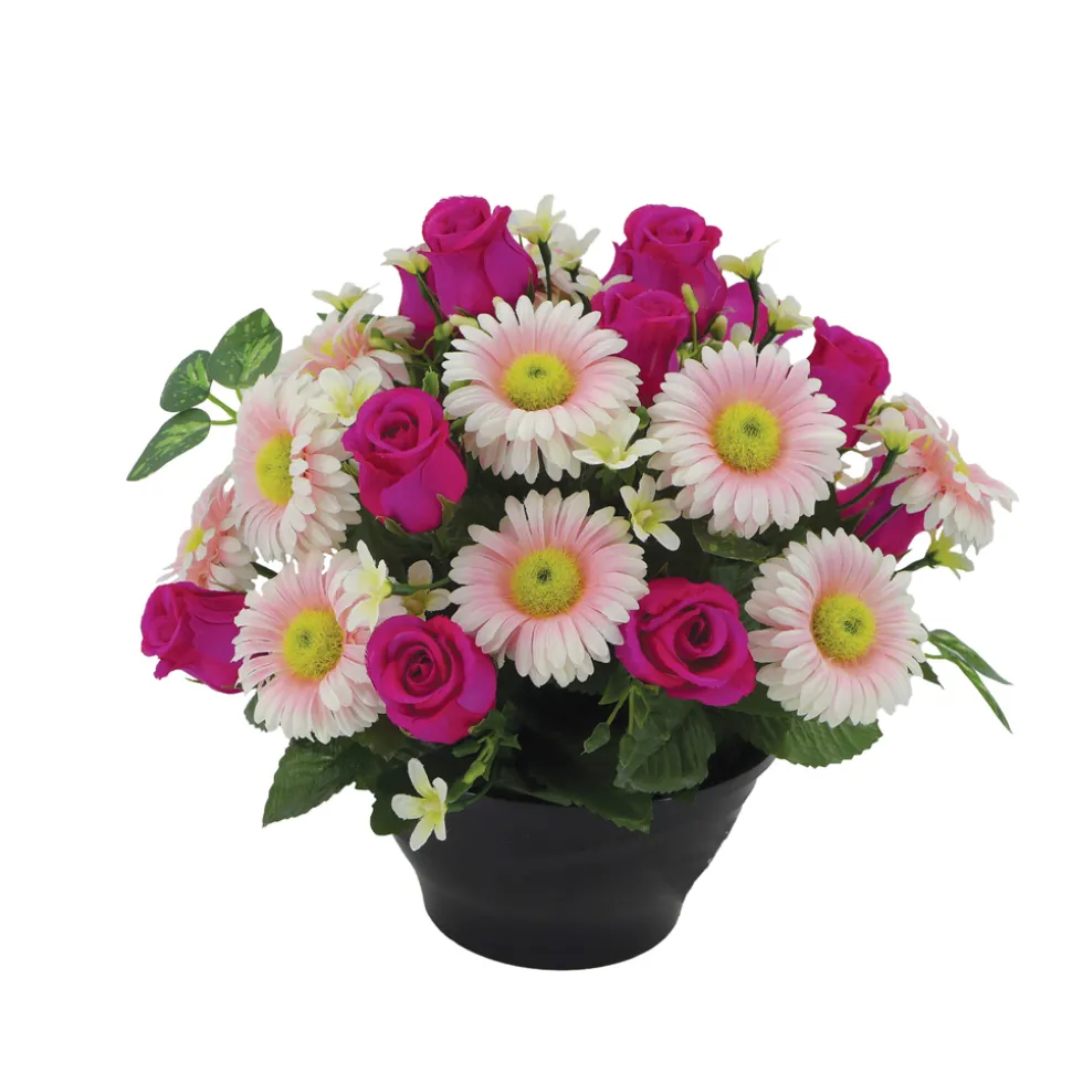 ARCHE DIFFUSION - Fleurs artificielles - coupe florale fuchsia H.29 D.32cm