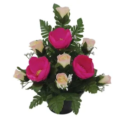 ARCHE DIFFUSION - Fleurs artificielles - coupe florale rose crème H.33 D.30cm