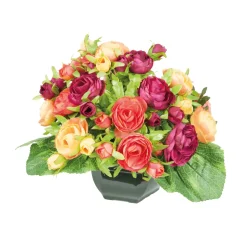 ARCHE DIFFUSION - Fleurs artificielles - coupe florale renoncules orange D.32 H.27cm