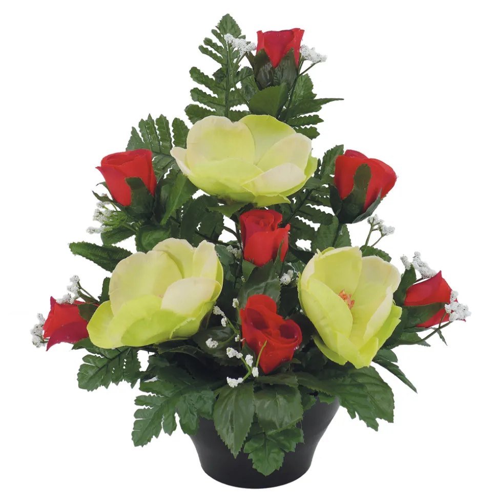 ARCHE DIFFUSION - Fleurs artificielles - coupe florale rouge H.33 D.30cm
