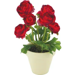 ARCHE DIFFUSION - Fleurs artificielles - renoncules rouges en pot terre cuite H29 D17cm
