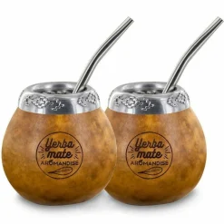 AROMANDISE - 2 calebasses et bombillas pour maté