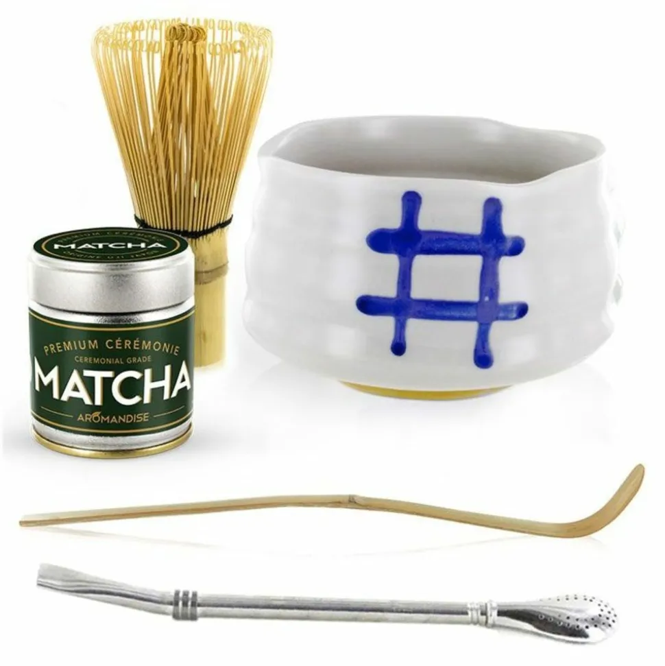 AROMANDISE - Coffret découverte de la cérémonie du thé matcha + paille inox avec filtre