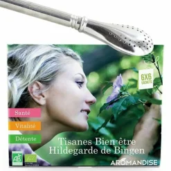 AROMANDISE - Coffret découverte tisanes 36 sachets + paille inox avec filtre
