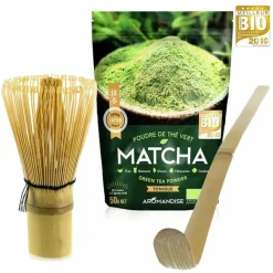 AROMANDISE - Coffret thé matcha + fouet + cuillère en bambou
