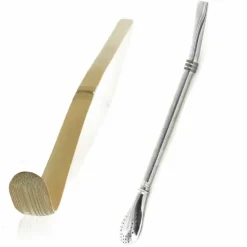 AROMANDISE - Cuillère à thé matcha chashaku + paille inox avec filtre