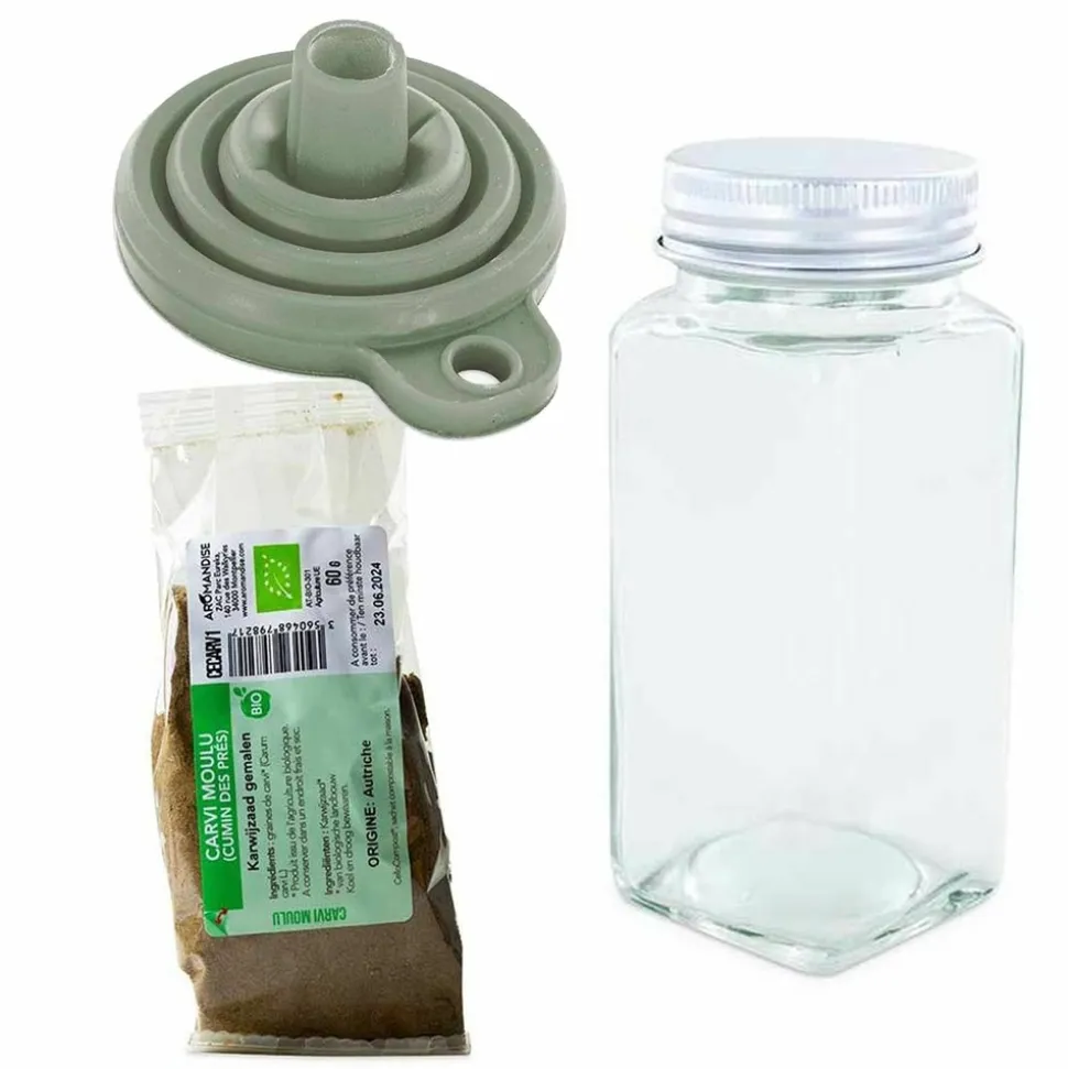 AROMANDISE - Flacon à épices poudreur + entonnoir + carvi moulu 60 g