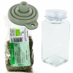 AROMANDISE - Flacon à épices poudreur + entonnoir + estragon bio 20 g