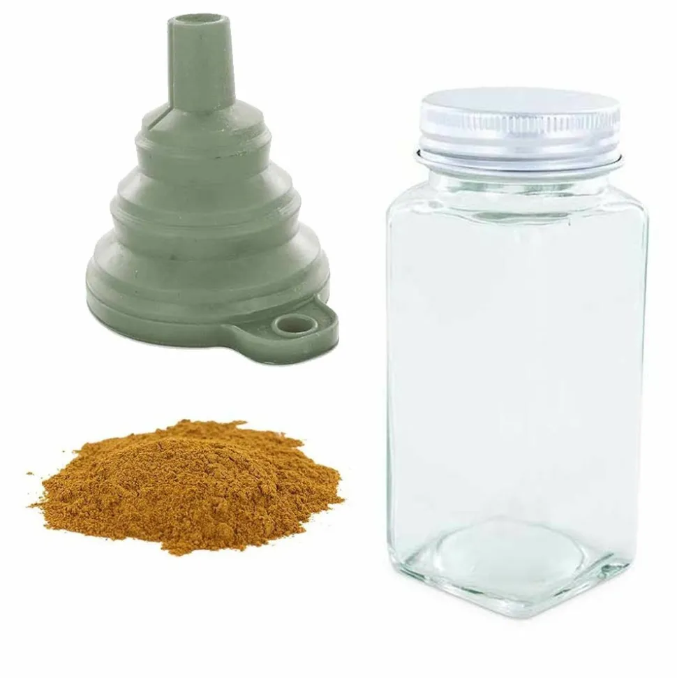 AROMANDISE - Flacon à épices poudreur + entonnoir + cannelle de madagascar moulue 40 g