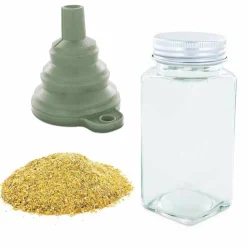 AROMANDISE - Flacon à épices poudreur + entonnoir + fenugrec moulu 35 g