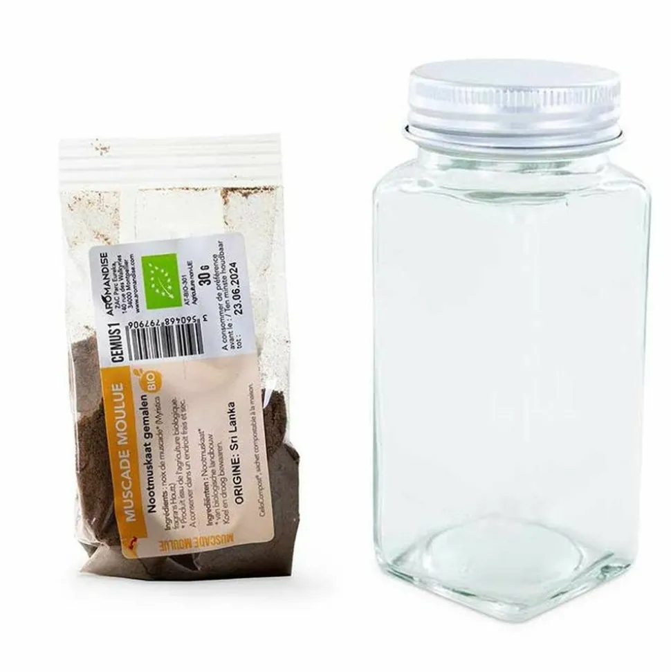 AROMANDISE - Flacon à épices poudreur + muscade moulue 30 g