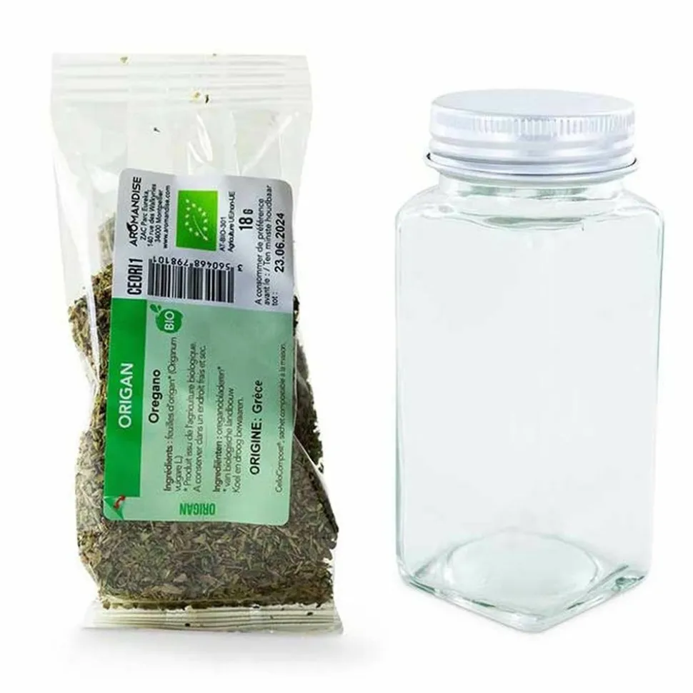 AROMANDISE - Flacon à épices poudreur + origan bio 18 g